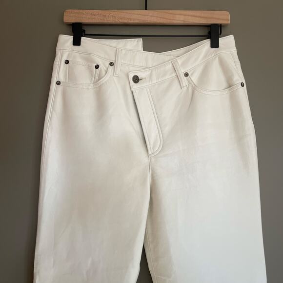 AGOLDE Recycled Leather Criss Cross Straight Pants Lace White Size 27 Crossover - Picture 6 of 16